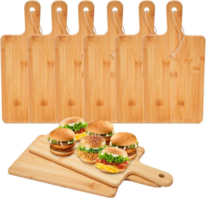 12 Pcs Bamboo Cutting Board Bulk 11x5 Inch Charcuterie Boards with Handle Wood Engraving Serving Board Kitchen Chopping Boards Crafts for Pizza, Bread, Cheese, Charcuterie, Fruit, Vegetables