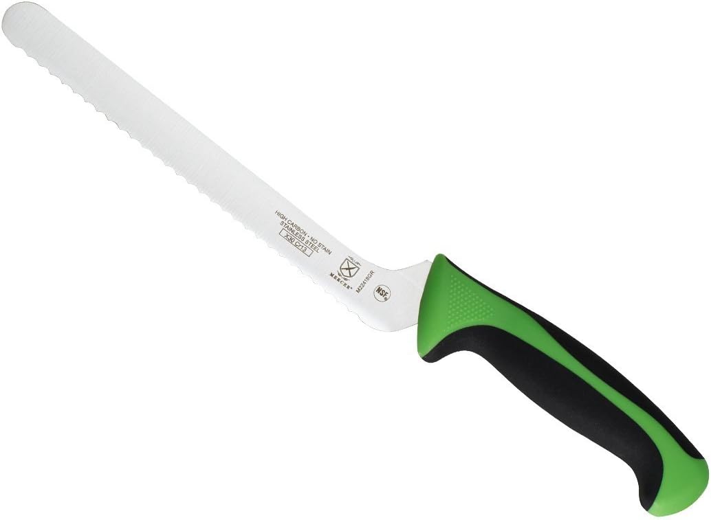 Millennia Color Handle Cutlery 9" Offset Bread Knife (Wavy Edge) White - Colors B