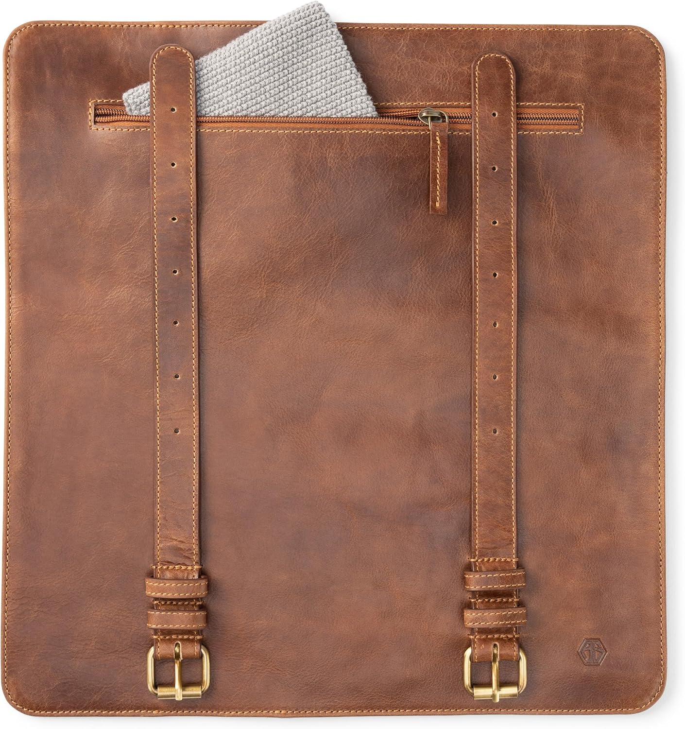 knife roll bag, genuine buffalo leather - chef's knife bag with 7 slots + extra accessories bag Soeren (Mahogany)