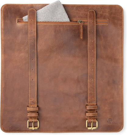 knife roll bag, genuine buffalo leather - chef's knife bag with 7 slots + extra accessories bag Soeren (Mahogany)