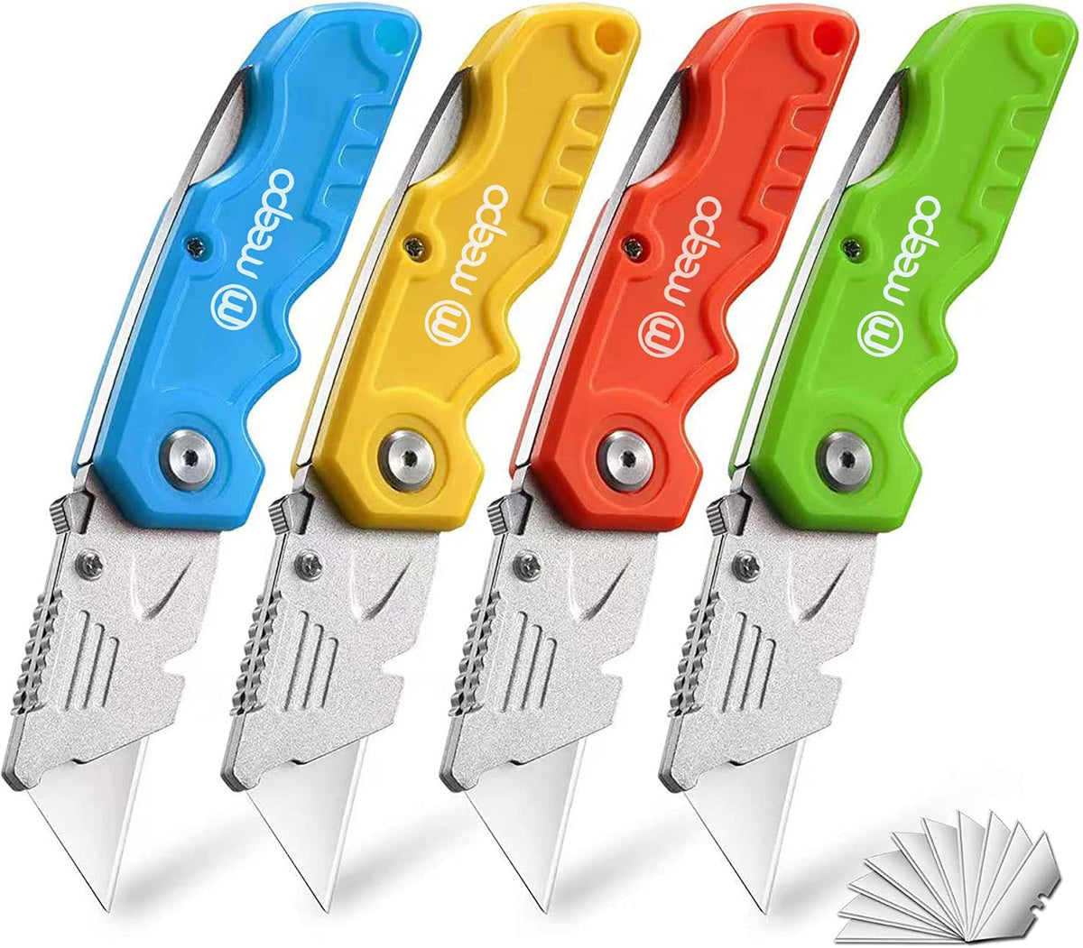 Box Cutter, Colorful Folding Utility Knife w/ 10 pcs Blades
