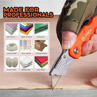 Box Cutter, Colorful Folding Utility Knife w/ 10 pcs Blades