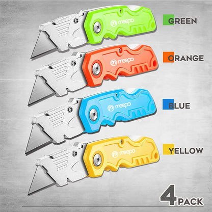 Box Cutter, Colorful Folding Utility Knife w/ 10 pcs Blades