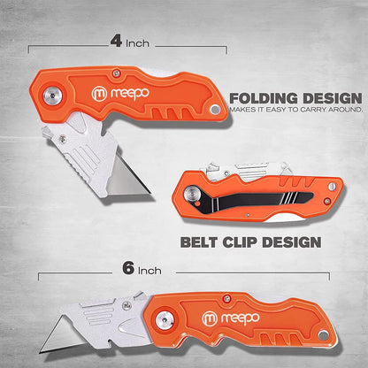 Box Cutter, Colorful Folding Utility Knife w/ 10 pcs Blades
