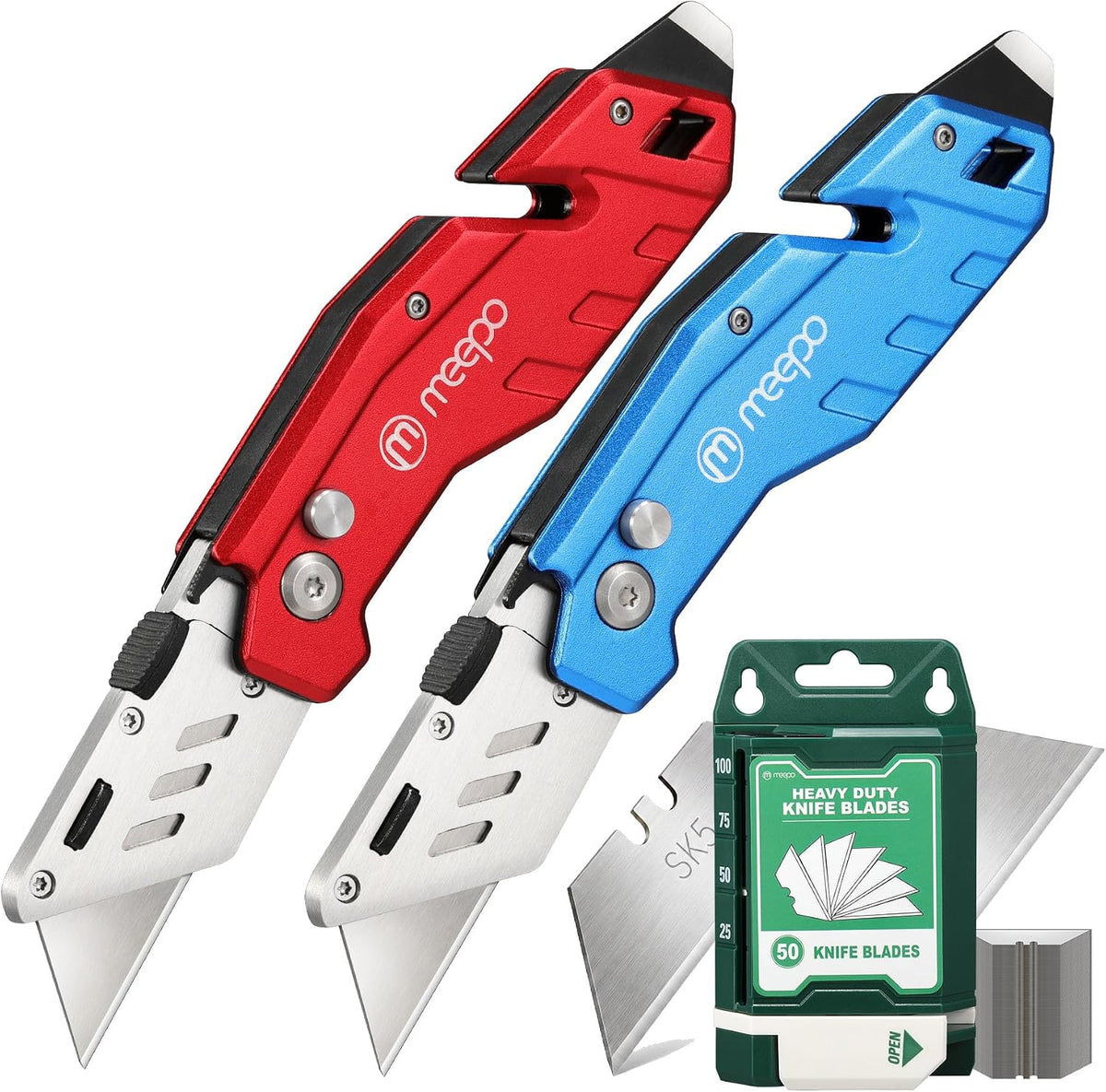 Box Cutter, Colorful Folding Utility Knife w/ 10 pcs Blades