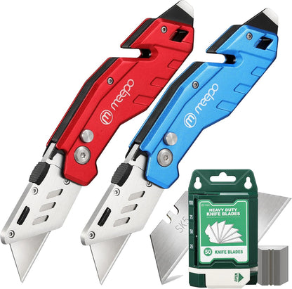 Box Cutter, Colorful Folding Utility Knife w/ 10 pcs Blades
