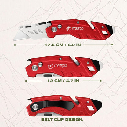 Box Cutter, Colorful Folding Utility Knife w/ 10 pcs Blades