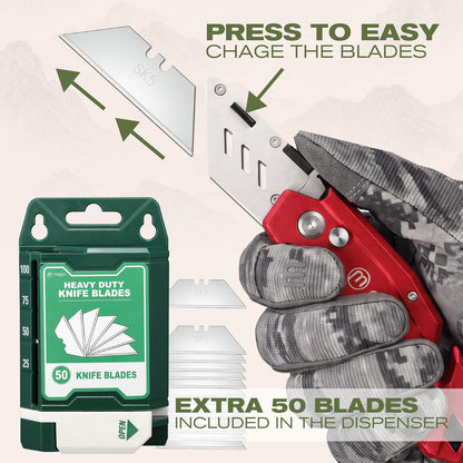 Box Cutter, Colorful Folding Utility Knife w/ 10 pcs Blades