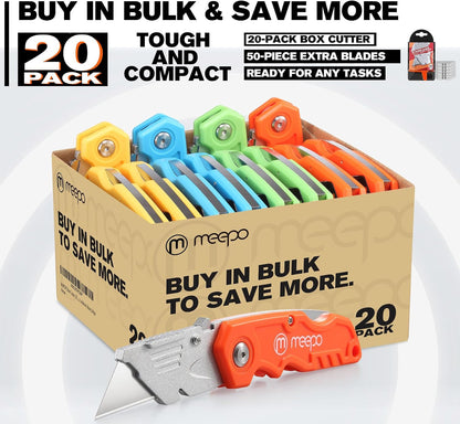Box Cutter, Colorful Folding Utility Knife w/ 10 pcs Blades