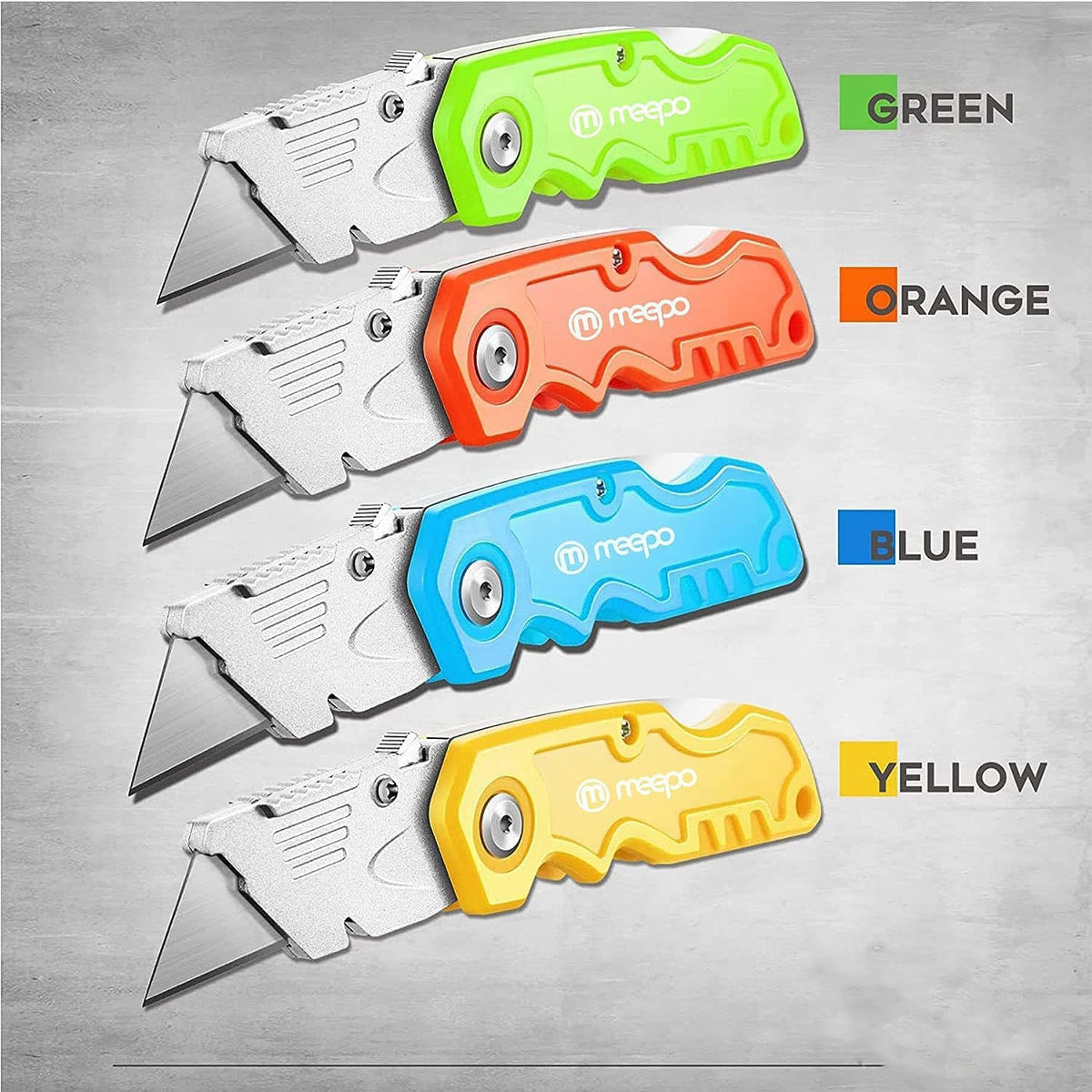 Box Cutter, Colorful Folding Utility Knife w/ 10 pcs Blades