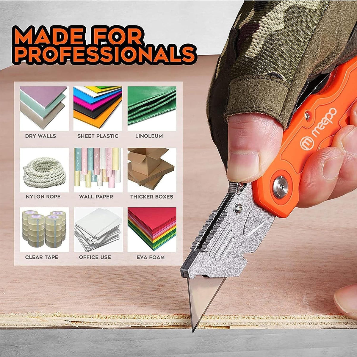 Box Cutter, Colorful Folding Utility Knife w/ 10 pcs Blades
