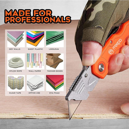 Box Cutter, Colorful Folding Utility Knife w/ 10 pcs Blades