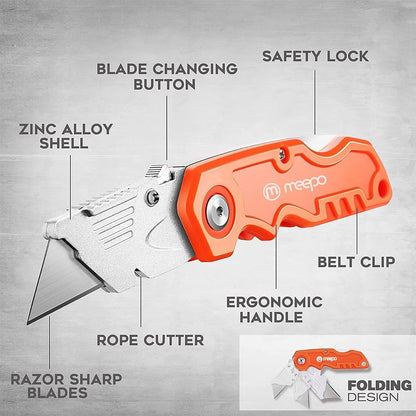 Box Cutter, Colorful Folding Utility Knife w/ 10 pcs Blades