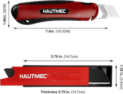 Heavy Duty Utility Knife Set 25mm Retractable Box Cutter with Auto-Lock, 11 Blades, Snap-Off Blade and Cable Slicing Slot for Warehouse, Construction and DIY 0205