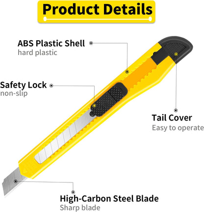 Box Cutter Retractable Utility Knife, 9mm Wide Blade