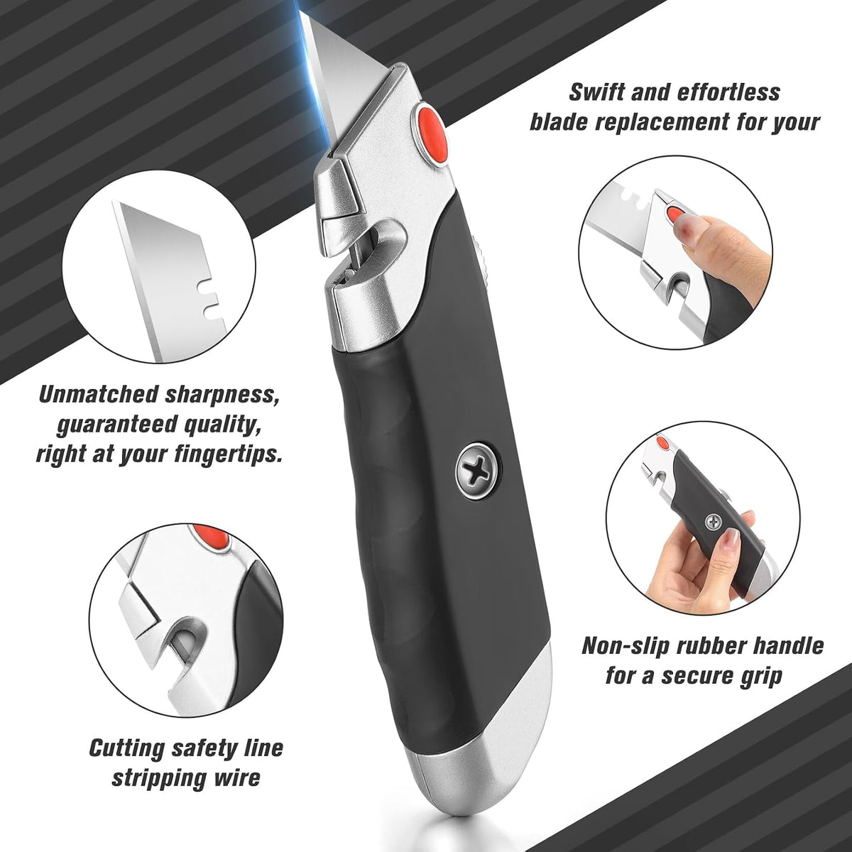 Box Cutter Retractable Utility Knife, 9mm Wide Blade