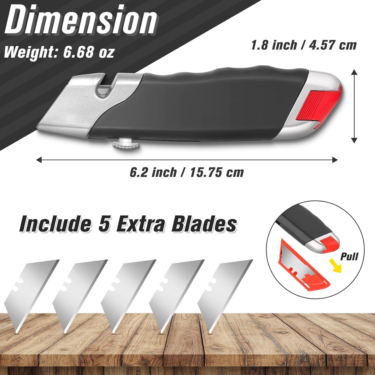Box Cutter Retractable Utility Knife, 9mm Wide Blade