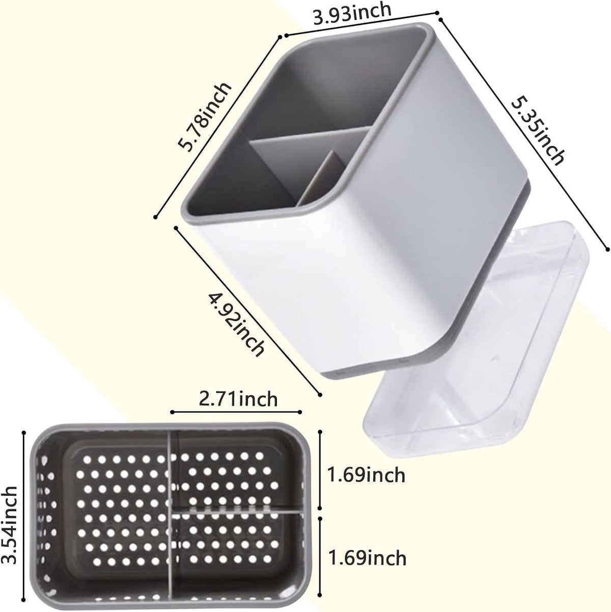 Utensil Holder Cutlery Drainer Sink Caddy, Chopsticks Holder, Grey | Spoon Chopsticks Fork Drain Rack Basket Storage Holder Organizer Compartment Box, Utensil Crock for Silverware Spoon Spatula