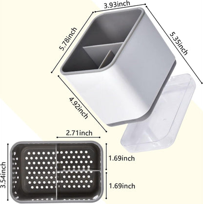 Utensil Holder Cutlery Drainer Sink Caddy, Chopsticks Holder, Grey | Spoon Chopsticks Fork Drain Rack Basket Storage Holder Organizer Compartment Box, Utensil Crock for Silverware Spoon Spatula