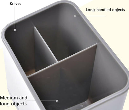 Utensil Holder Cutlery Drainer Sink Caddy, Chopsticks Holder, Grey | Spoon Chopsticks Fork Drain Rack Basket Storage Holder Organizer Compartment Box, Utensil Crock for Silverware Spoon Spatula