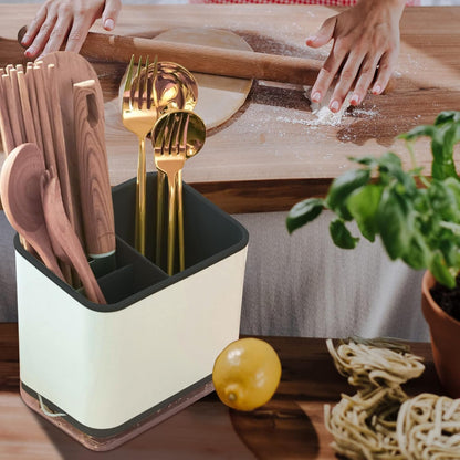 Utensil Holder Cutlery Drainer Sink Caddy, Chopsticks Holder, Grey | Spoon Chopsticks Fork Drain Rack Basket Storage Holder Organizer Compartment Box, Utensil Crock for Silverware Spoon Spatula