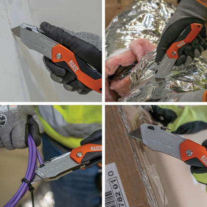 44130 Utility Knife, Auto-Loading Folding Heavy Duty Retractable Box Cutter, Blade Storage, 3 Blades and Pocket Clip Included