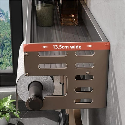 Kitchen Utensil Rack Wall Mounted, Spice Storage Rack, Hanging Storage Rack with Hooks, Cutlery Knife Holder for Knife Spoon Fork Chopsticks Towel (Black)