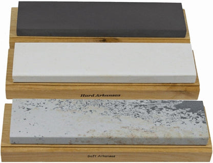 Arkansas Sharpening Stone Set - Wood Mounted 8"