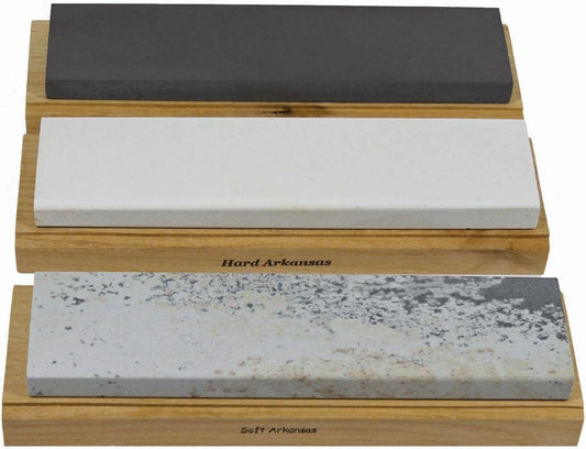 Arkansas Sharpening Stone Set - Wood Mounted 8"