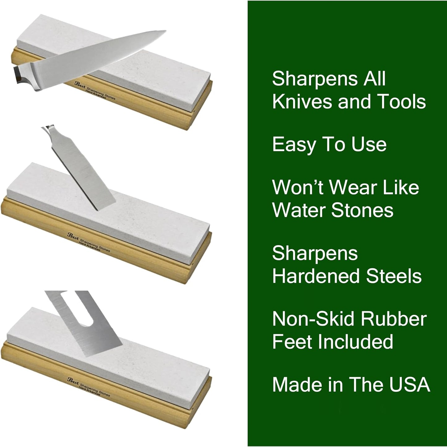 Arkansas Sharpening Stone Set - Wood Mounted 8"