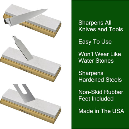 Arkansas Sharpening Stone Set - Wood Mounted 8"