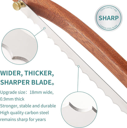 IKIWDOO 3Pcs Bread Knife Blades Refill, Bread Bow Knife Blades, Thicker Wider Bread Knife Slicer Replacement Blade, come with Blade Guard