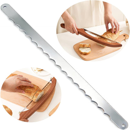 IKIWDOO 3Pcs Bread Knife Blades Refill, Bread Bow Knife Blades, Thicker Wider Bread Knife Slicer Replacement Blade, come with Blade Guard