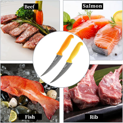 2PCS Curved Boning Knife, OHOLA 6 inch Deboning Knife, Premium Stainless Steel Fillet Knife with Ergonomic PP Hanlde, Great for Meat, Fish, Poultry, Cutting, Trimming, Dishwasher Safe