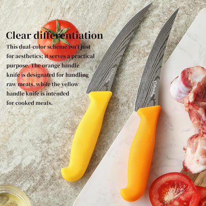 2PCS Curved Boning Knife, OHOLA 6 inch Deboning Knife, Premium Stainless Steel Fillet Knife with Ergonomic PP Hanlde, Great for Meat, Fish, Poultry, Cutting, Trimming, Dishwasher Safe