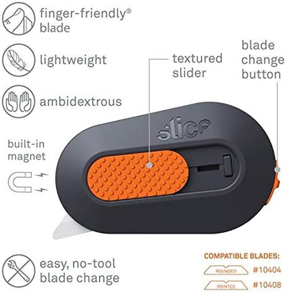 Slice Mini Box Cutter, Manual Retracting, Safe Ceramic Box Cutter Lasting 11x Longer than Metal, Keychain Box Opener