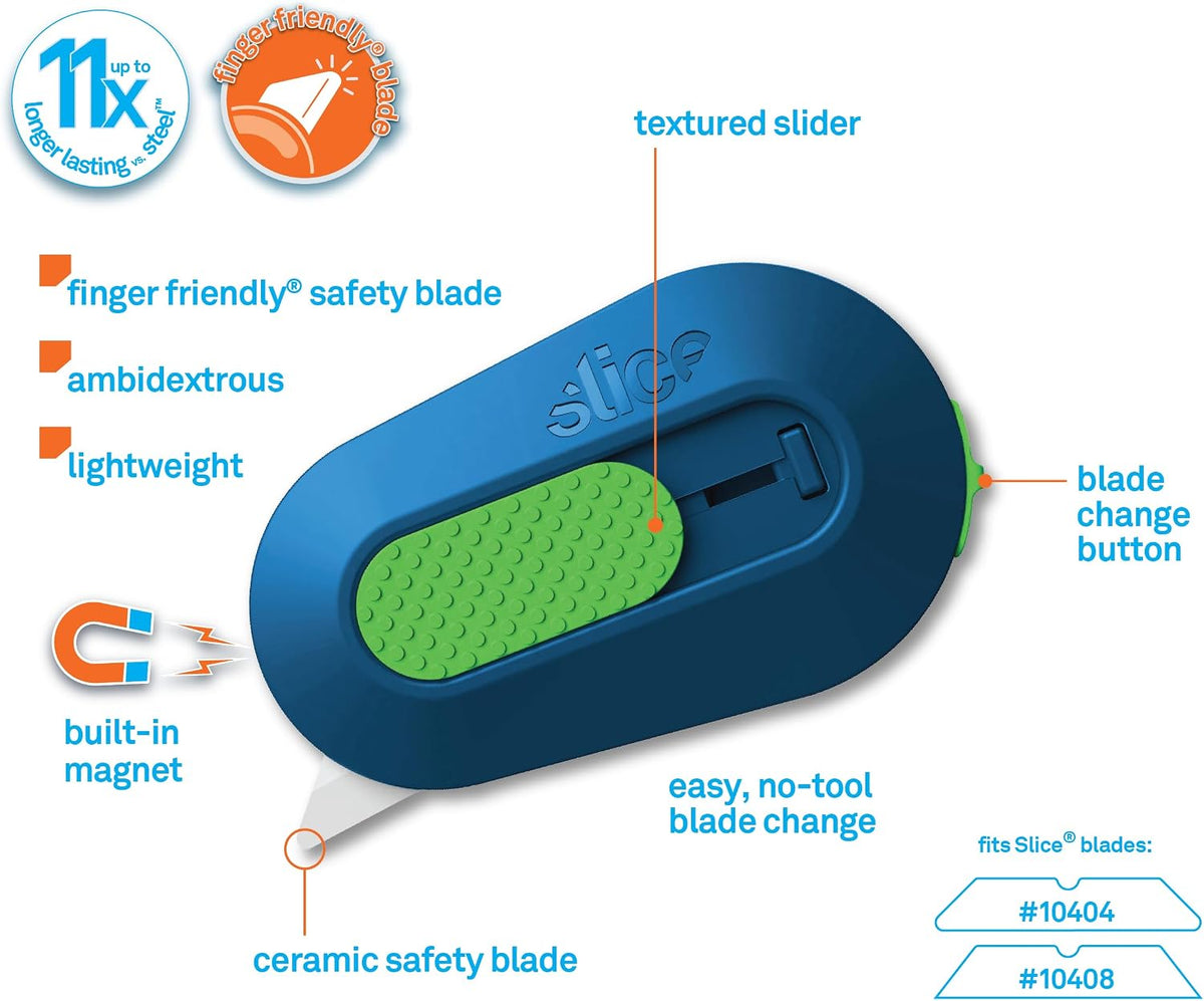 Slice Mini Box Cutter, Manual Retracting, Safe Ceramic Box Cutter Lasting 11x Longer than Metal, Keychain Box Opener