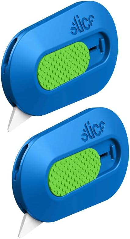 Slice Mini Box Cutter, Manual Retracting, Safe Ceramic Box Cutter Lasting 11x Longer than Metal, Keychain Box Opener