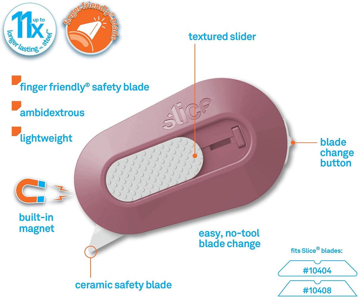 Slice Mini Box Cutter, Manual Retracting, Safe Ceramic Box Cutter Lasting 11x Longer than Metal, Keychain Box Opener