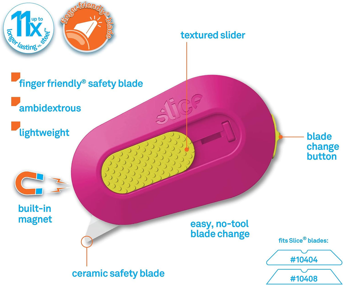 Slice Mini Box Cutter, Manual Retracting, Safe Ceramic Box Cutter Lasting 11x Longer than Metal, Keychain Box Opener
