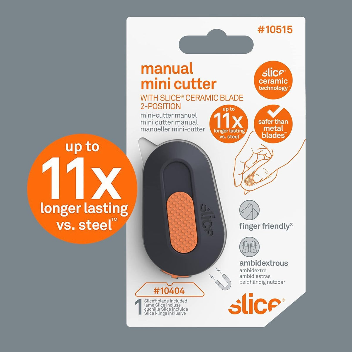Slice Mini Box Cutter, Manual Retracting, Safe Ceramic Box Cutter Lasting 11x Longer than Metal, Keychain Box Opener