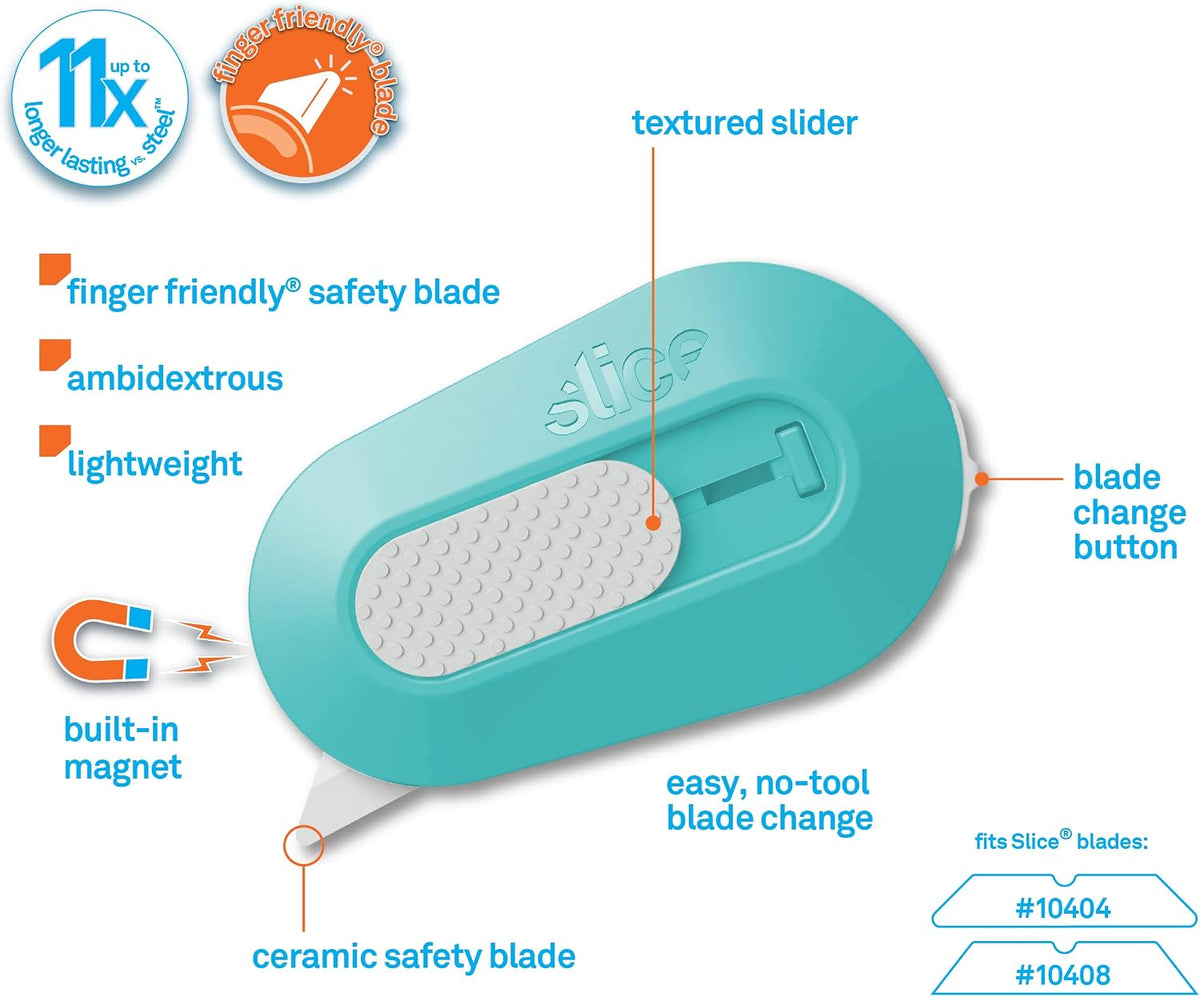 Slice Mini Box Cutter, Manual Retracting, Safe Ceramic Box Cutter Lasting 11x Longer than Metal, Keychain Box Opener