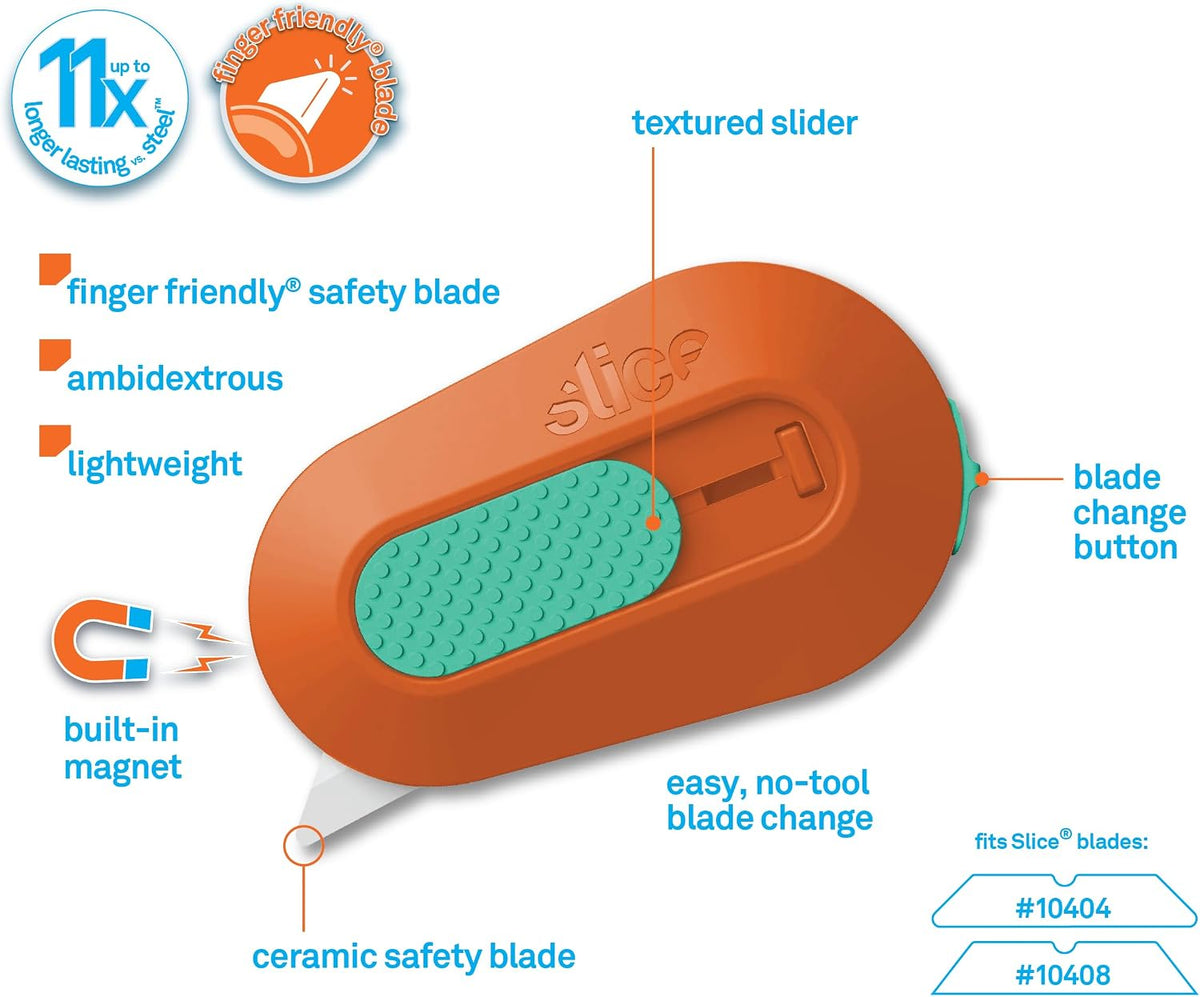 Slice Mini Box Cutter, Manual Retracting, Safe Ceramic Box Cutter Lasting 11x Longer than Metal, Keychain Box Opener