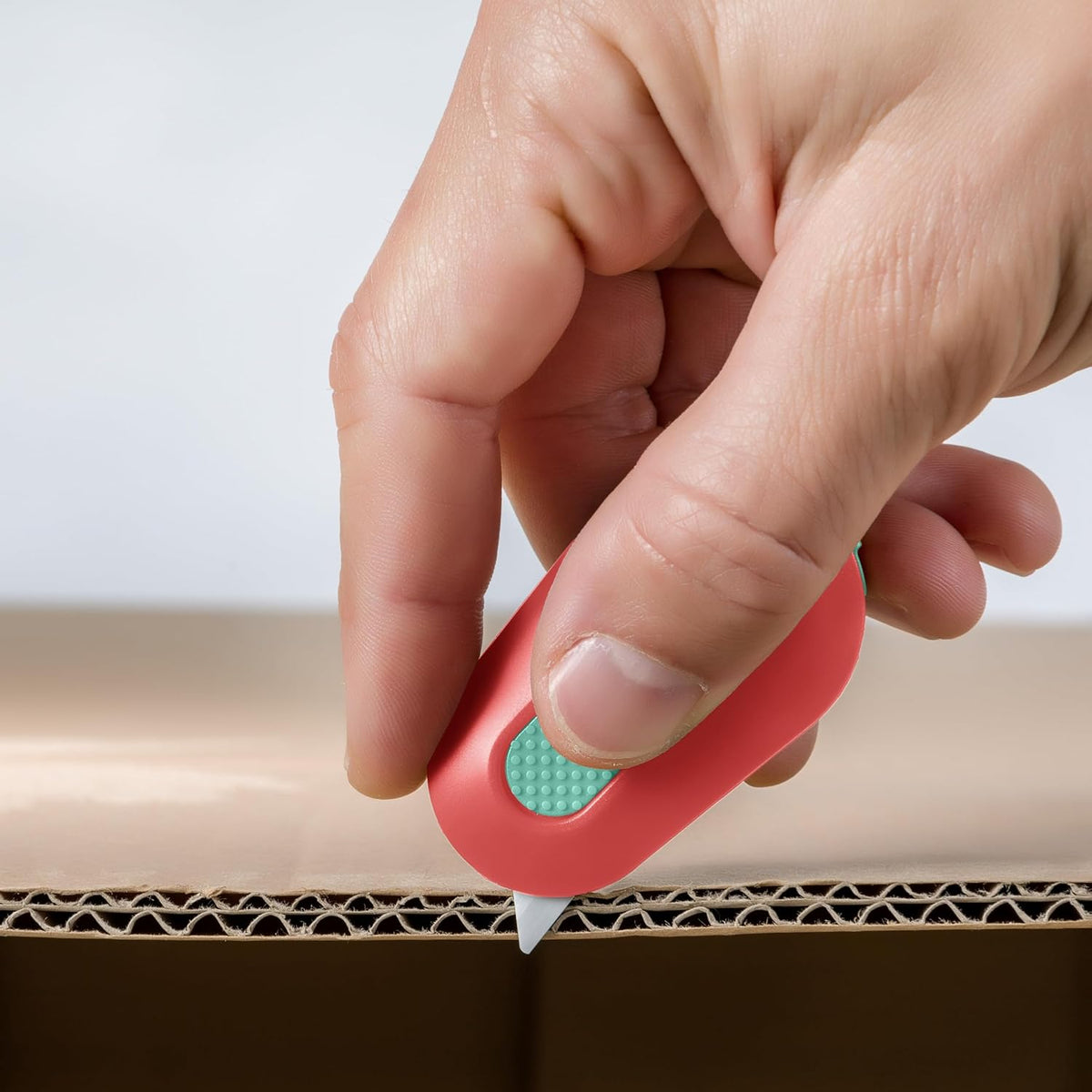Slice Mini Box Cutter, Manual Retracting, Safe Ceramic Box Cutter Lasting 11x Longer than Metal, Keychain Box Opener