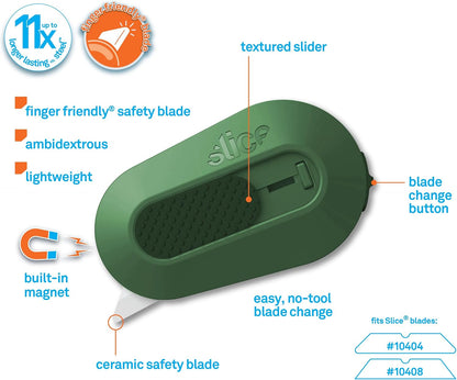 Slice Mini Box Cutter, Manual Retracting, Safe Ceramic Box Cutter Lasting 11x Longer than Metal, Keychain Box Opener