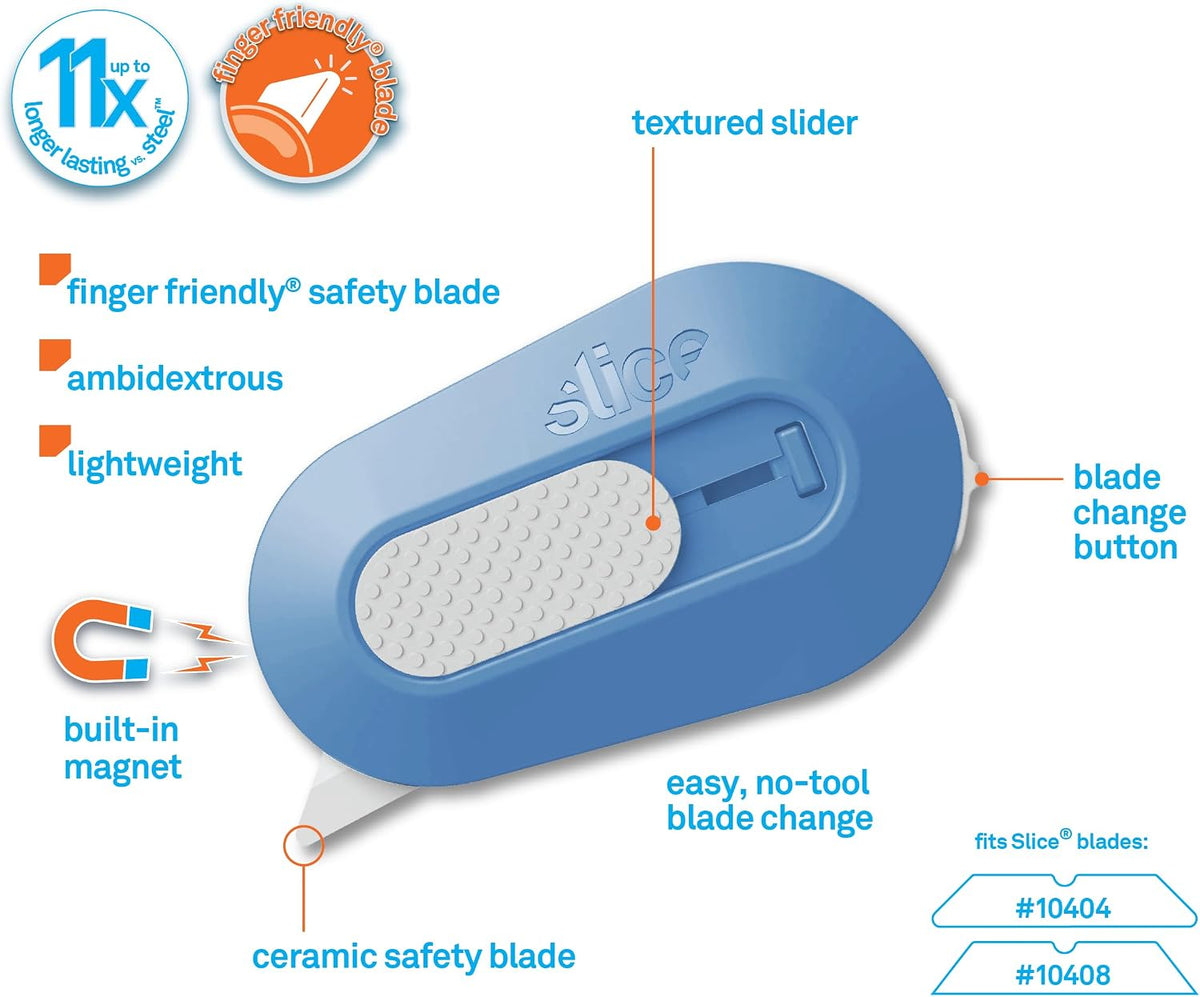Slice Mini Box Cutter, Manual Retracting, Safe Ceramic Box Cutter Lasting 11x Longer than Metal, Keychain Box Opener
