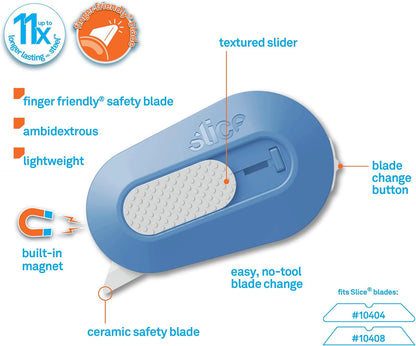 Slice Mini Box Cutter, Manual Retracting, Safe Ceramic Box Cutter Lasting 11x Longer than Metal, Keychain Box Opener