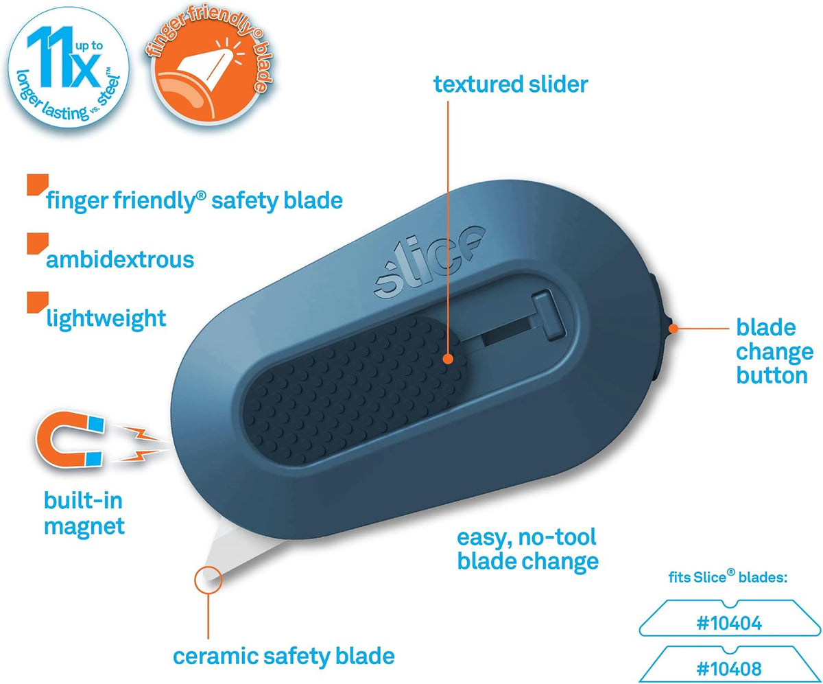 Slice Mini Box Cutter, Manual Retracting, Safe Ceramic Box Cutter Lasting 11x Longer than Metal, Keychain Box Opener