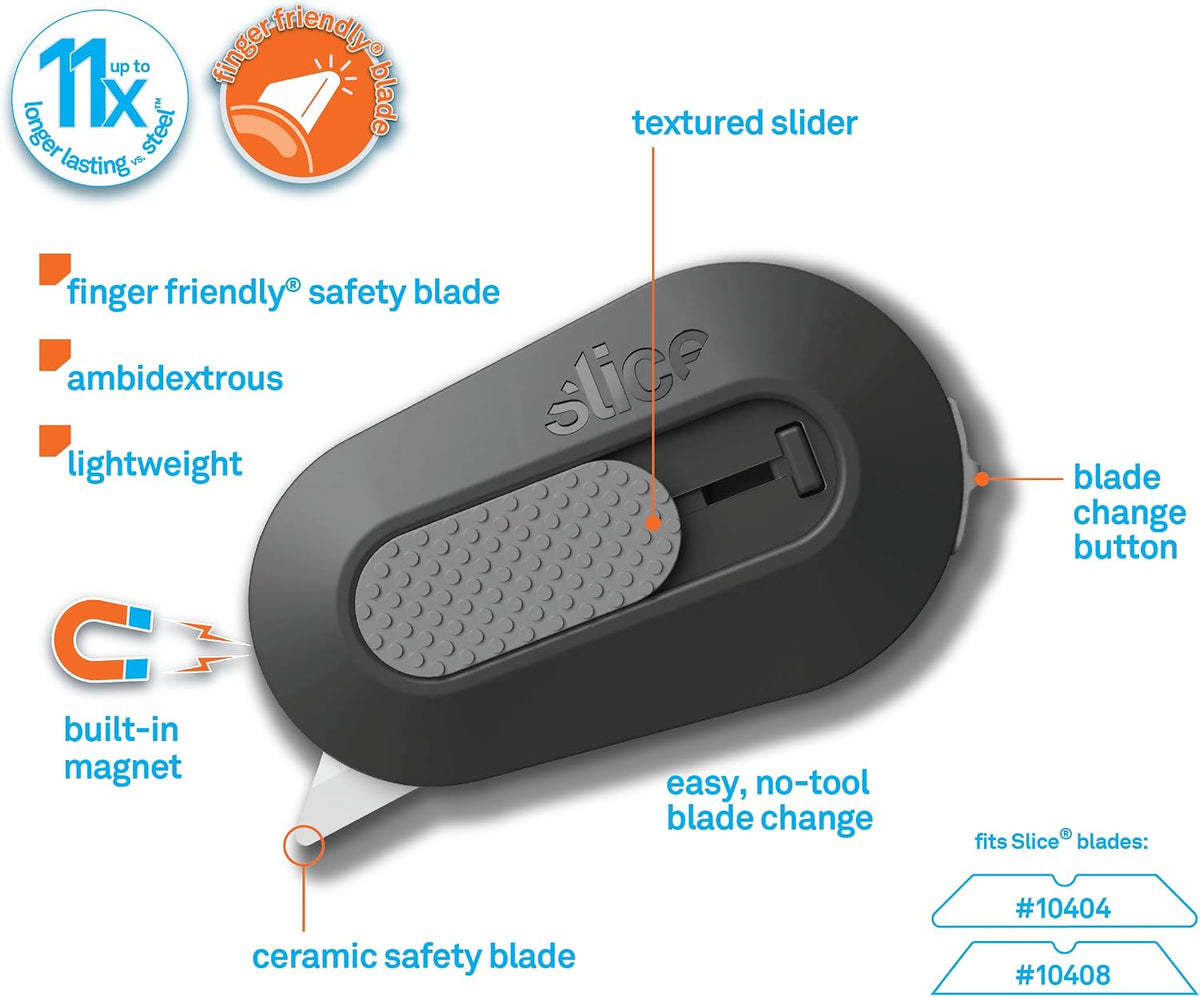 Slice Mini Box Cutter, Manual Retracting, Safe Ceramic Box Cutter Lasting 11x Longer than Metal, Keychain Box Opener