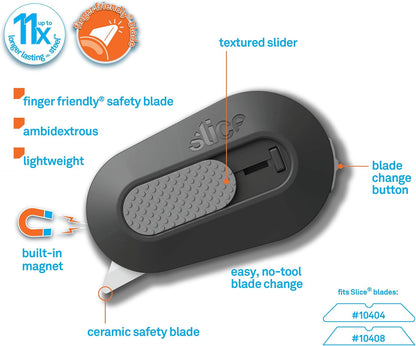 Slice Mini Box Cutter, Manual Retracting, Safe Ceramic Box Cutter Lasting 11x Longer than Metal, Keychain Box Opener